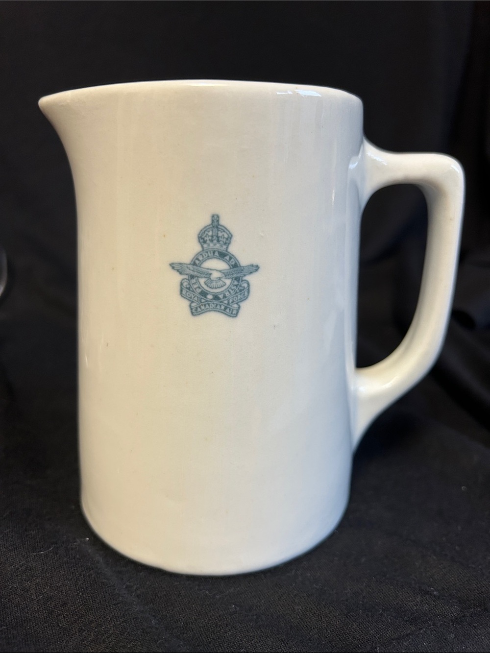 Vintage RCAF Vitrified Stoneware Pitcher with Small Blue Crest